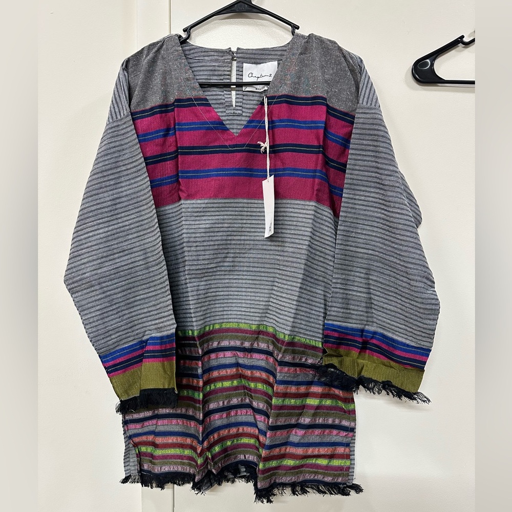 Chapter 2- Striped V-Neck kurti in Pink and Blue